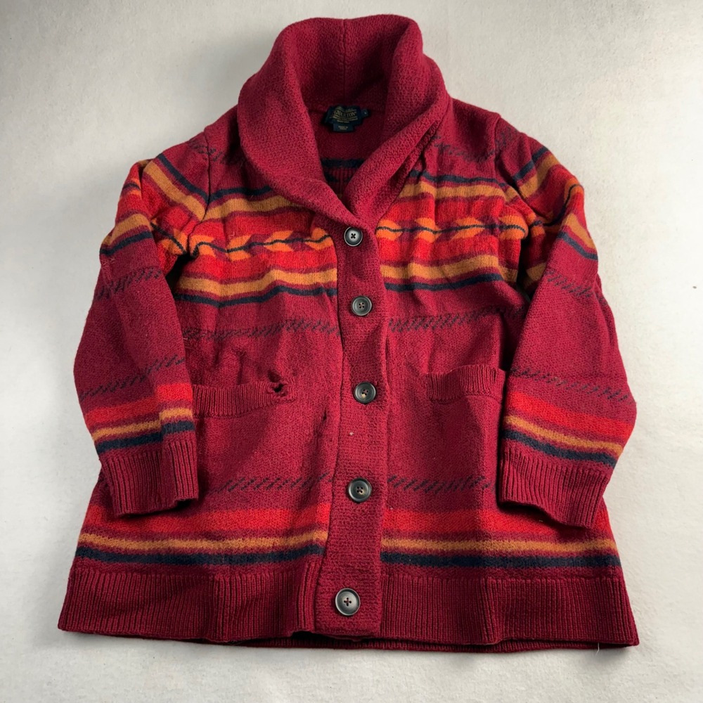 Pendleton Girls Red Westerley Shawl‎ Collar Southwestern Knit Cardigan Size L